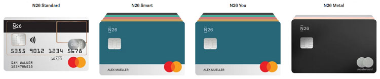 Uiterlijk van de N26 creditcard per bankrekening