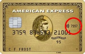 Card verification value voorop een AMEX card.