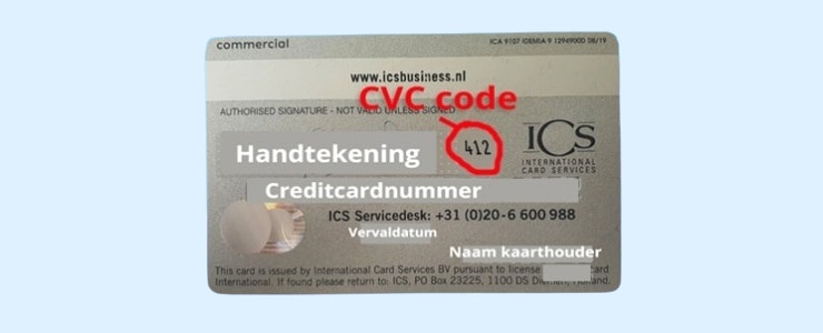 CVC Code achterkant ICS Creditcard